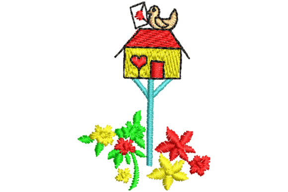 Colorful Decorative Birdhouse Embroidery Review
