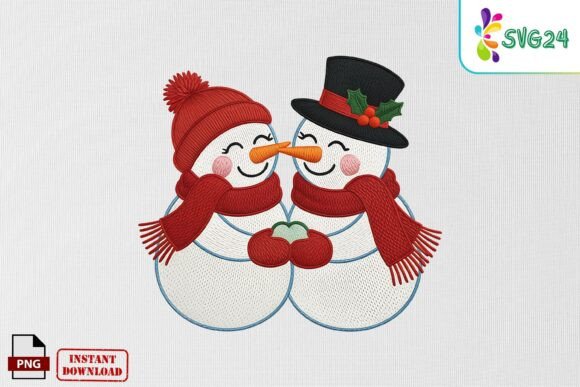 Cute Snowman Couple Embroidery PNG Review