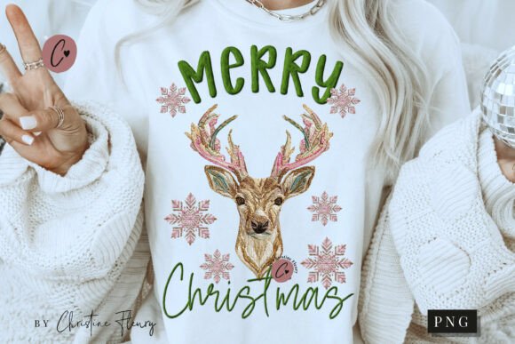 Faux Embroidery Merry Christmas PNG Review