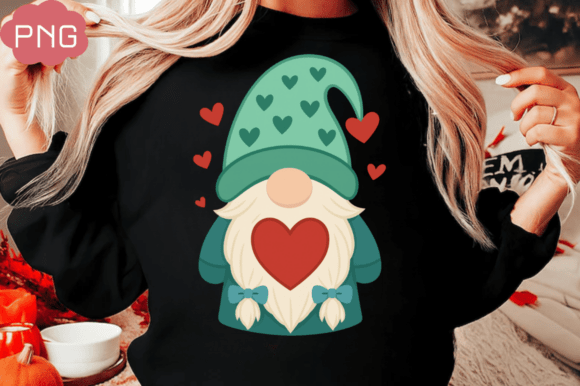 Faux Embroidery Yarn Valentine Gnome PNG