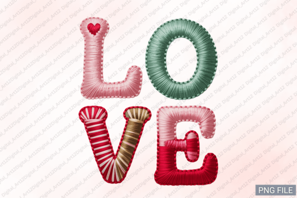 Love Embroidery PNG, Valentine s Day PNG
