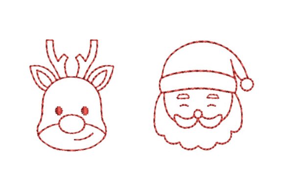 Reindeer Santa Face Redwork Embroidery Review