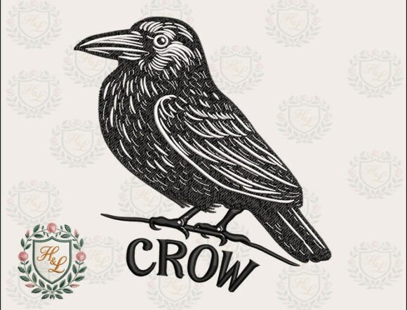 Rustic Bird Crow Embroidery Files for Handmade Gifts