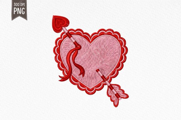 Valentine Embroidery Heart Arrow PNG Review
