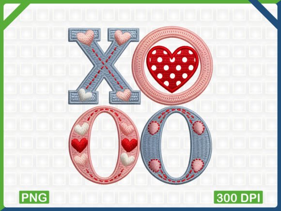 Valentine XO Embroidery Letters PNG Review